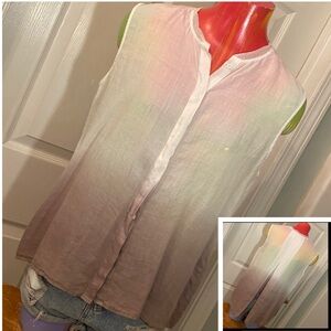 Elie Tahari White and Brown Sleeveless Top